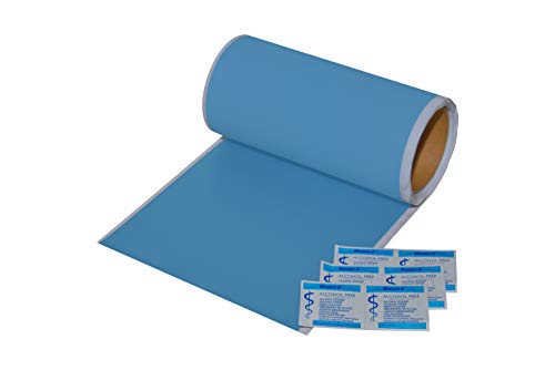 FLICKLY ® Tiritas autoadhesivas para reparación de lonas | disponible en muchos colores | 2,5 m x 100 mm | en rollo | (azul claro RAL 5012)
