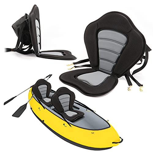 FOLCONROAD Asiento de kayak para SUP Stand Up Paddleboards, asiento de kayak acolchado grueso con respaldo alto, cojín de kayak antideslizante de lujo con correas resistentes y ganchos