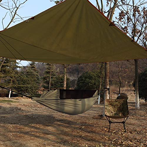 FREE SOLDIER Camping Tactical Hammock Tarp Kit-2 persona Ligero impermeable portátil Swing Sleeping Hammock con Mosquito Net Rain fly lonas de la carpa Set Bujes colgantes para excursionismo Mochilero