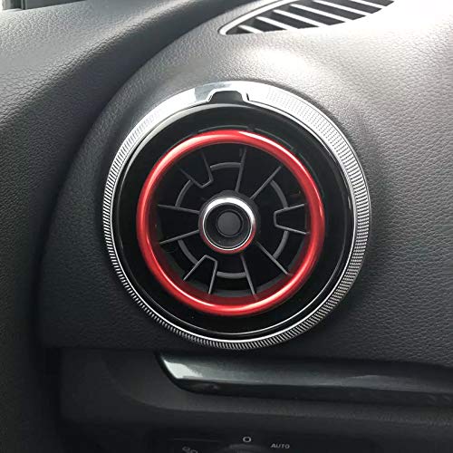 Freeauto Aire Acondicionado Cubierta de Anillo de Salida de Aire Cubierta de la decoración Etiqueta engomada para Audi A3 S3 2013-2016 / Q2 2017 Accesorios, Car-Styling 4 unids (Rojo)
