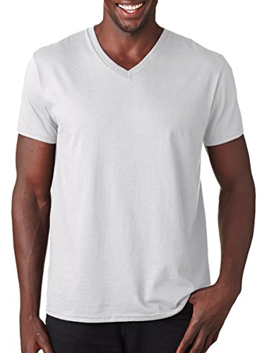 Fruit Of The Loom - Camiseta para hombre, manga corta, cuello de pico blanco L
