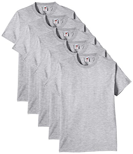 Fruit of the Loom Heavy Cotton tee Shirt 5 Pack Camiseta, Gris (Heather Grey), Large (Pack de 5) para Hombre
