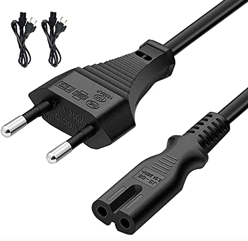 FSKE 2 Pack Negro C7 2M Power Cable con Euro IEC C7, Figure 8 Cable de alimentación Adecuado para TV Samsung Sony LG Philips, PS4, PS3, PC Monitor, DVD, Printer (2Paquetes)