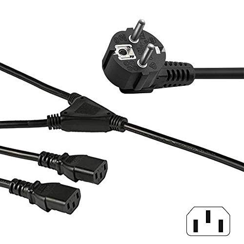 FSKE® IEC 320 C13 Cable de alimentación, EUR Enchufe a 2xC13 Y Splitter Power Cord, 10A 250V para PC Monitores, Computadora, TV, Impresora, Proyector, 3 Metros