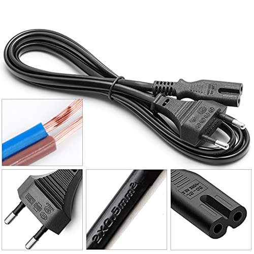 FSKE Negro C7 2M Power Cable con Euro IEC C7, Figure 8 Cable de alimentación Adecuado para TV Samsung Toshiba LG Philips Sharp Sony PC Monitor, DVD, Printer, Radio etc