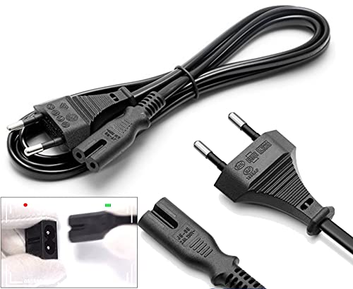 FSKE Negro C7 2M Power Cable con Euro IEC C7, Figure 8 Cable de alimentación Adecuado para TV Samsung Toshiba LG Philips Sharp Sony PC Monitor, DVD, Printer, Radio etc