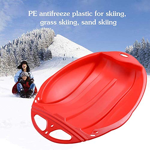 Fulidngzg Trineo Bob para adultos y niños, de plástico, duradero, redondo, para el invierno, para jugar en la nieve, rojo, Talla única