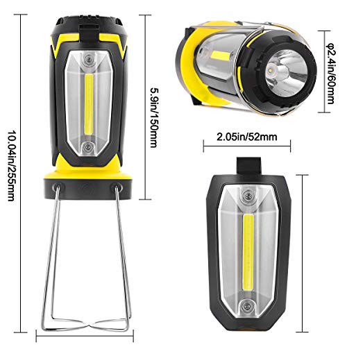 Fulighture Lámpara LED para camping, recargable por USB, con banco de energía y soporte, multifunción, portátil y plegable, 6 modos de luz para senderismo, emergencia, pesca nocturna, IP66 impermeable