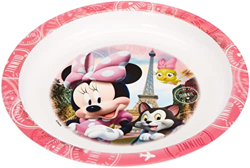 Fun House 005471 - Vajilla, de Minnie de Disney, con 1 plato, 1 cuenco y 1 vaso, para niños, de polipropileno, 26,5 x 8,5 x 24,5 cm, rosa