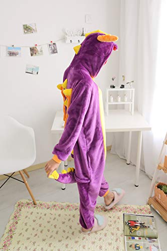 FunnyCos Pijama de una pieza de animal, para adultos, unisex, para Halloween, cosplay o salón Dragón lila. S