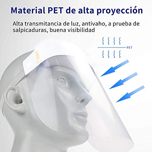 FUSIYU 10Pcs Pantalla Protección Facial Protector Facial Antivaho, Visera de Protección Facial, Reutilizable, Ligera, Blanco- para Hombres y Mujeres, Enviar desde Europa