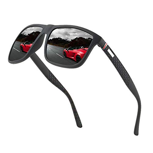Gafas de sol polarizadas para hombres y mujeres; marcos vintage/clásicos/elegantes; objetivos de alta definición; Golf/Conducción/Pesca/Deportes al aire libre/Gafas de sol de moda (【A1】negro)