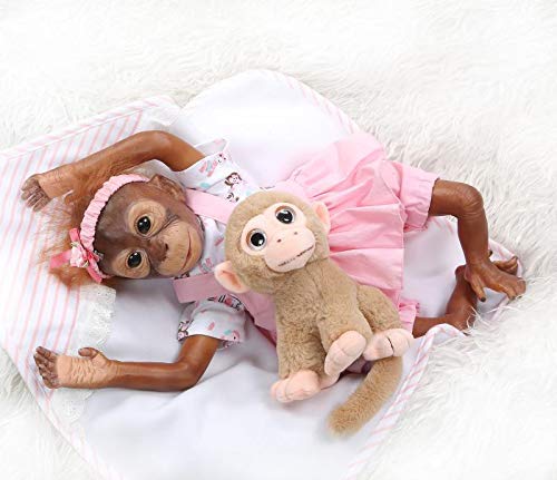 GAOFQ Muñeca de bebé de Mono Reborn Hecha a Mano Lifelik de 21 Pulgadas, Mono chimpancé recién Nacido, Vinilo de Silicona Suave, muñeca de Arte Coleccionable Flexible para Regalo de niños