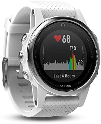 Garmin 010-01685-00 Fenix ​​5S Multi Sport Reloj GPS con navegación al aire libre y muñeca basierter ritmo cardíaco plata, pulsera blanca (renovado)