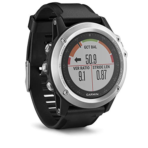Garmin Fenix 3 HR - Reloj multideporte con GPS y sensores ABC, con pulsómetro en la muñeca, color Plata/Correa Negra, Talla única