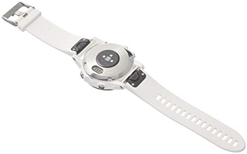 Garmin Fenix 5S - Reloj multideporte, con GPS y medidor de frecuencia cardiaca, lente de cristal y bisel de acero inoxidable, 42 mm, pulsera blanca