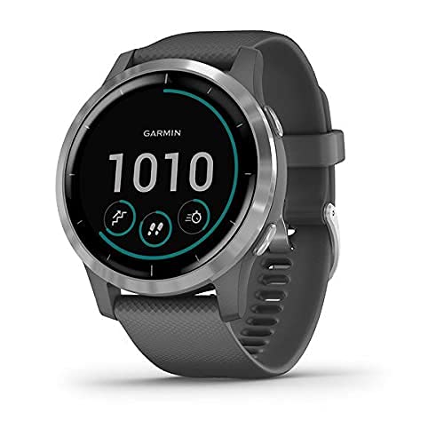 Garmin Vivoactive 4 - Reloj inteligente con GPS y funciones de control de la salud durante todo el día, color plata y gris (Reacondicionado)