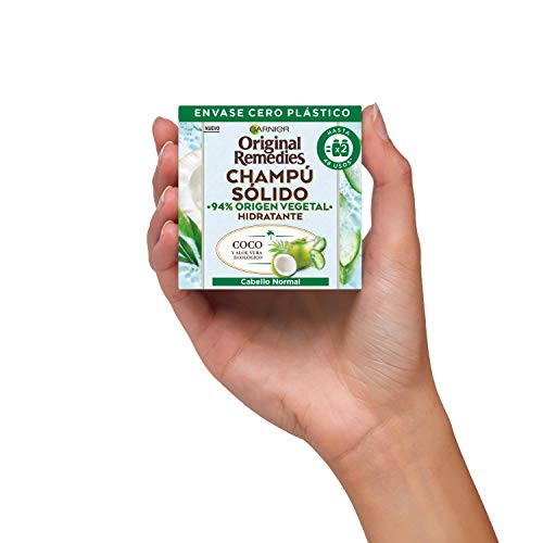 Garnier Original Remedies Champú Sólido - Coco Y Aloe Vera Ecológico Para Cabello Normal, Raíces Grasas