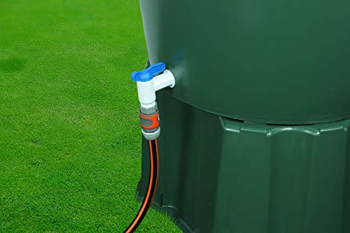 GASMIS - Grifo para barril de lluvia, plástico de repuesto, grifo para depósito de agua de lluvia, barril de lluvia, con junta, contratuerca y conexión de grifo, 26,44 mm, color blanco