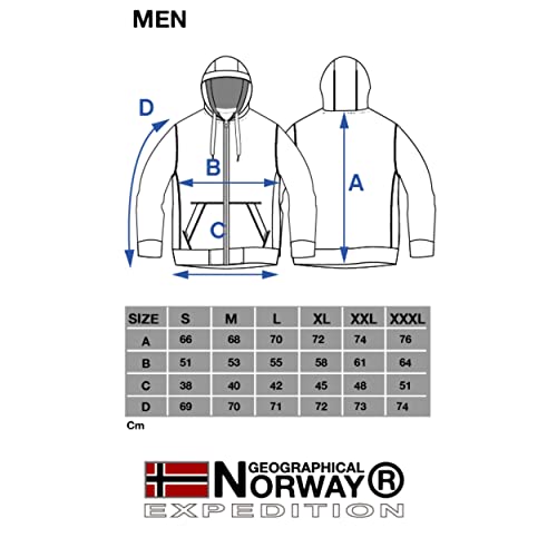 Geographical Norway GARADOCK Men - Sudadera con Cremallera para Hombre - Sudadera Hoodie De Algodón para Hombre - Sudadera con Capucha De Manga Larga - Sudadera Sport Casual Regulier Blanco L