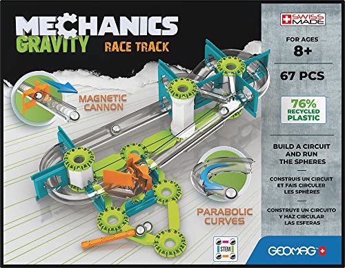 Geomag Gravity Race Track 67 pcs, Color Blanco, Verde, Naranja, Azul, Piezas Green (760)