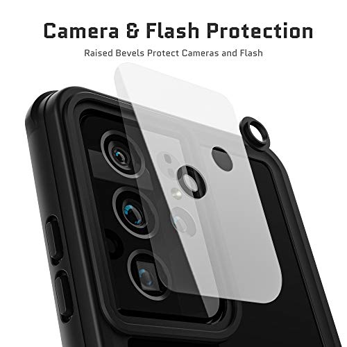 Ghostek NAUTICAL S21 Ultra Waterproof Case with Screen Protector Built-In Full Body Watertight Seal Wireless Charging Compatible Phone Cover Designed for 2021 Samsung S21Ultra5G (6.8") (Phantom Black)