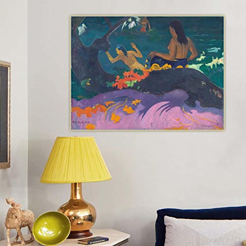 Giclee Imprimir en Lienzo - Paul Gauguin - Reproducciones de Cuadro famosas - Cuadro de arte de pared de Lienzo - Cuadro sobre Lienzo - Cerca del Sueño(Junto al Mar) 65x50cm(26x20inch) Sin Marco