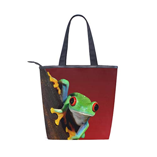 GIGIJY - Bolso de mano con diseño de rana de ojos rojos para mujer