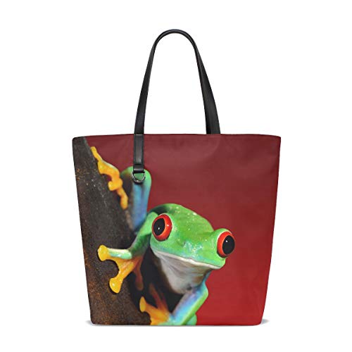GIGIJY - Bolso de mano con diseño de rana de ojos rojos para mujer