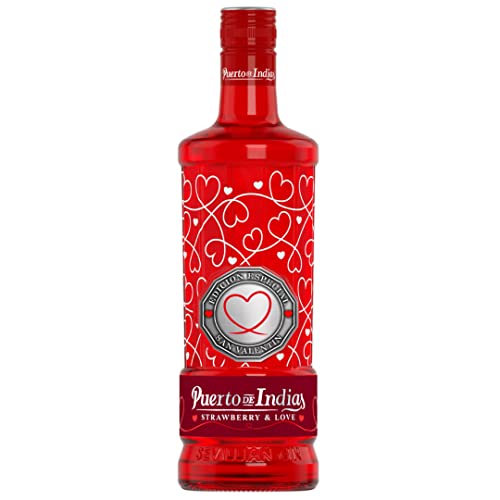 Gin Puerto de Indias - Edición Limitada San Valentín - Gin de Fresa Premium - Ginebra Sabor Fresa Premium - Ginebra Strawberry - 70 cl - 37.5%