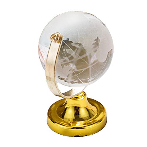 Globo de cristal, globo terrestre de cristal, esfera de cristal, esfera de cristal, globo terrestre redondo, mapa del mundo, bola de cristal de cristal, apto para adornos de escritorio (oro)