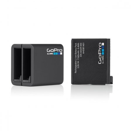 GoPro AADBD-001-ES - Cargador de batería Dual y batería para Hero 5, Negro