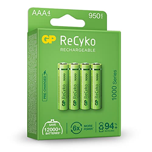 GP Batteries - AAA 950mAh (Micro, HR 03, NiMH, 1,2V, Pack de 4)