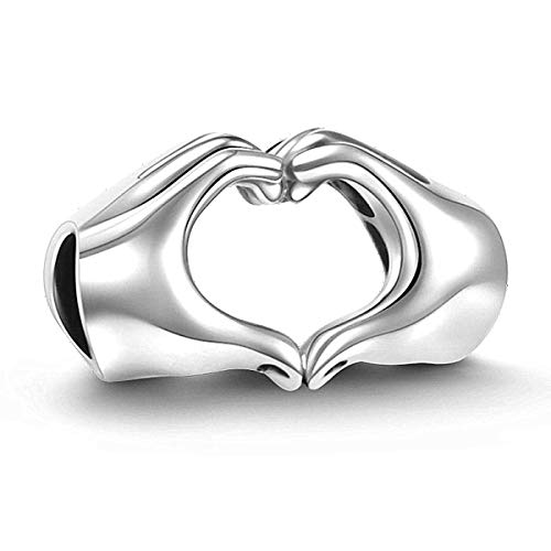 Grano del Encanto del corazón 925 de Plata esterlina para Pulseras Pandora (Heart Hand)