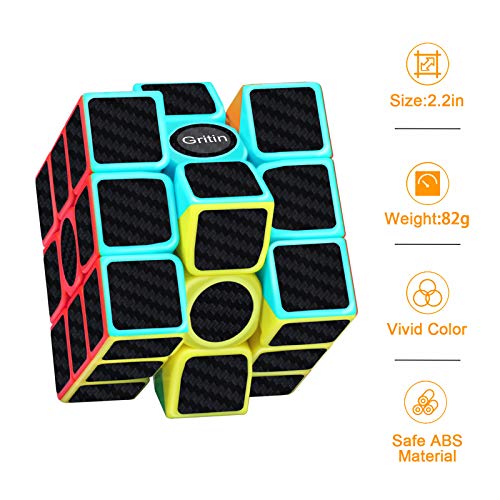 Gritin Cubo Mágico, Cubo de Velocidad 3x3x3 Puzzle Inteligencia Mágico Speed Cubo Rompecabezas y Fácil Giro, Súper Duradero