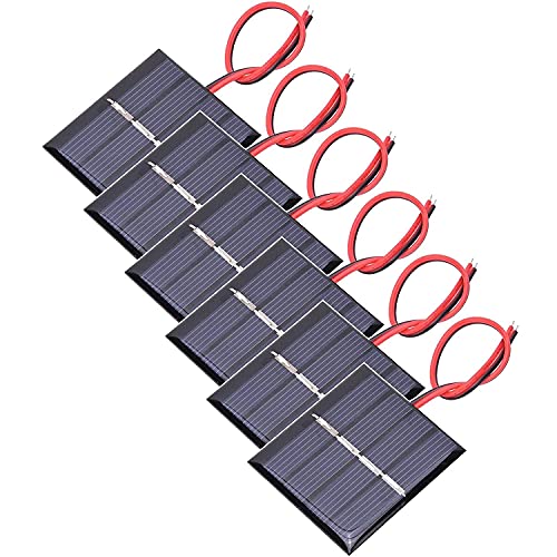 GTIWUNG 6 Piezas 3V 0.3W 65 X 48mm Micro Mini Células de Panel Solar, Mini Placas Solares para Energía de Energía Solar, Hogar DIY, Proyectos Científicos - Juguetes - Cargador de Batería