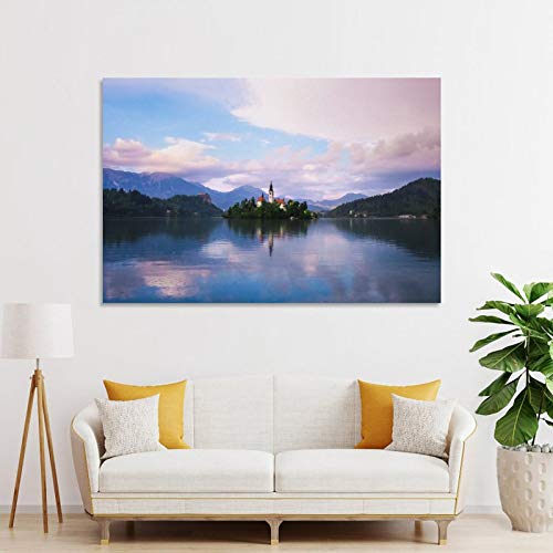 GUKEY Póster de la naturaleza del lago Bled Eslovenia Paisaje de la Naturaleza del Arte de la Imagen de la Impresión de la Imagen Moderna de la Decoración del Dormitorio Familiar Posters 40 x 60 cm