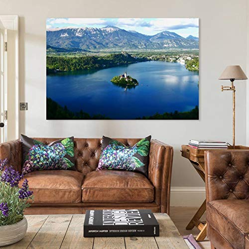 GUKEY Póster y arte de la pared del lago Bled Eslovenia Paisaje de la Naturaleza de Eslovenia Impresión moderna de 40 x 60 cm