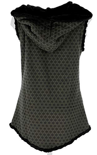 Guru-Shop Goa - Chaleco con capucha suave para mujer, algodón, estilo bohemio verde oliva M