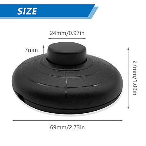 GZGXKJ Interruptor de Pie Redondo Negro de 70 mm de Diámetro Utilizado para Interruptor de Botón de Pie de Lámpara, Lnterruptor de Pie en Línea, para 2 o 3 Núcleos para Lámpara de Pie
