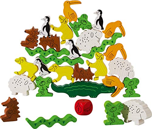 Haba ESP (3409), juego de apilamiento para 2-4 jugadores a partir de 4 años, con figuras de animales de madera, también se puede jugar en solitario
