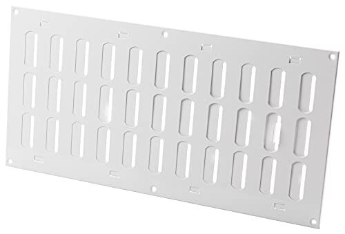 Haeusler-Shop - Rejilla de ventilación (400 x 200 mm, metal, con láminas con cierre, para ventilación), color blanco
