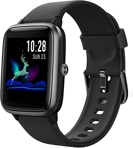 HAFURY Smartwatch, Reloj Inteligente Deportivo Hombre Mujer Impermeable IP68 con Pulsómetro Cronómetro, 9 Modos de Deporte Calorías Monitor de Sueño Podómetro para Android iOS, Negro