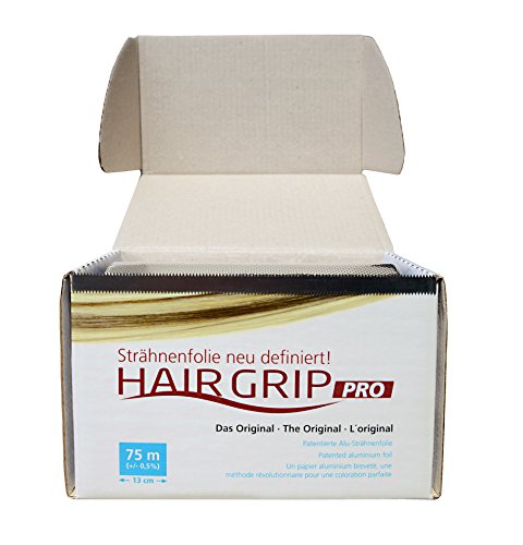 HairGrip PRO - papel de aluminio antideslizante de 13cm de ancho y 75m de largo, desarrollado para cabellos largos y gruesos.