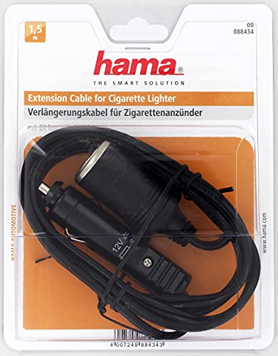 Hama Cable alargador mechero coche, 1.5 m, color negro