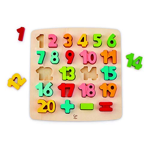 Hape International- Chunky Number Puzle Encajable Matemáticas, Multicolor, 5'' x 2'' (E1550)