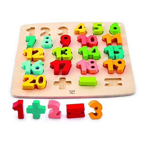 Hape International- Chunky Number Puzle Encajable Matemáticas, Multicolor, 5'' x 2'' (E1550)