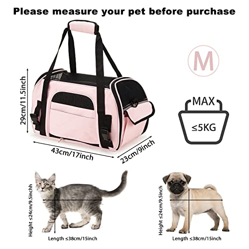 HAPPY HACHI Transportín para Perros Portador Gatos Mascota Bolsa Malla Transpirable para Viaje Bolso Hombro(M, Rosa)