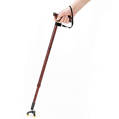 HCFSUK Caminante de bastón telescópico de Tres Patas para Hombre Anciano Caminante de bastón Antideslizante de aleación de Aluminio Ajustable en Altura - Color té