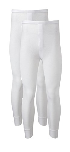 Heatwave® - Pack de 2 pantalones térmicos para hombre, calzoncillos largos, calzoncillos, calzoncillos, calzoncillos, calzoncillos cálidos, talla S, M, L, XL, XXL Blanco blanco L